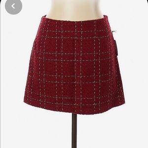 NWT Forever 21 Red & Gold Tweed Skirt L